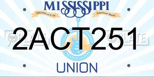 2ACT251 Mississippi License Plate