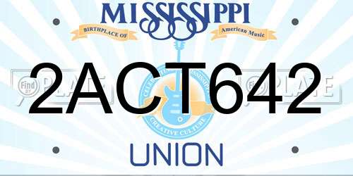 2ACT642 Mississippi License Plate