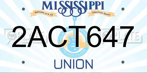 2ACT647 Mississippi License Plate