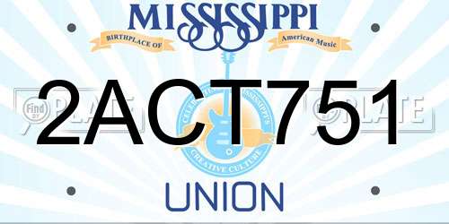 2ACT751 Mississippi License Plate