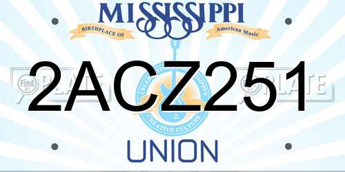 2ACZ251 Mississippi License Plate