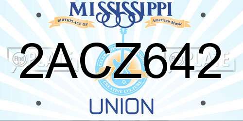 2ACZ642 Mississippi License Plate