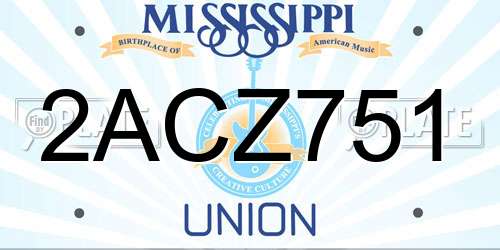 2ACZ751 Mississippi License Plate