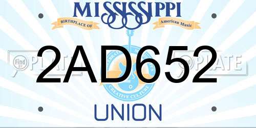 2AD652 Mississippi License Plate
