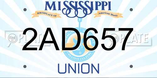 2AD657 Mississippi License Plate
