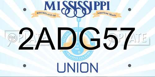 2ADG57 Mississippi License Plate