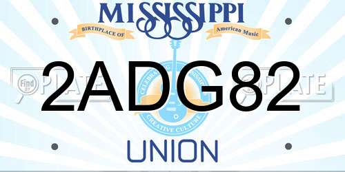 2ADG82 Mississippi License Plate
