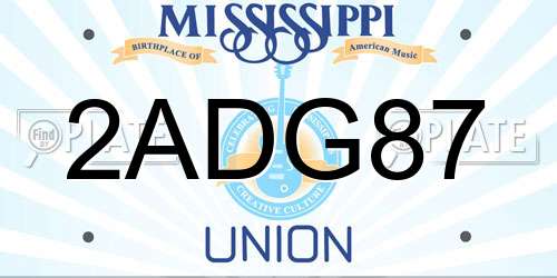 2ADG87 Mississippi License Plate