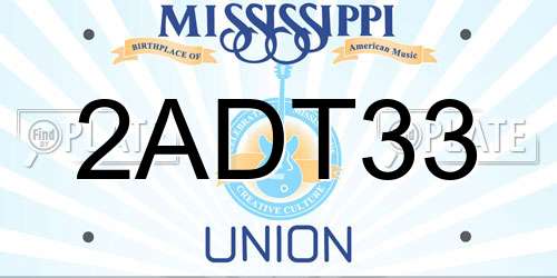 2ADT33 Mississippi License Plate