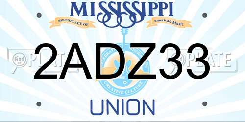 2ADZ33 Mississippi License Plate