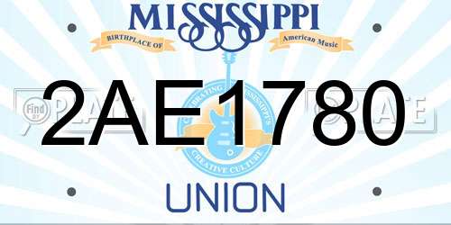2AE1780 Mississippi License Plate
