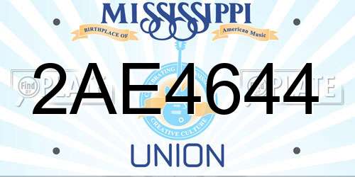 2AE4644 Mississippi License Plate