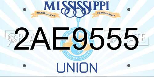 2AE9555 Mississippi License Plate