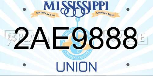 2AE9888 Mississippi License Plate