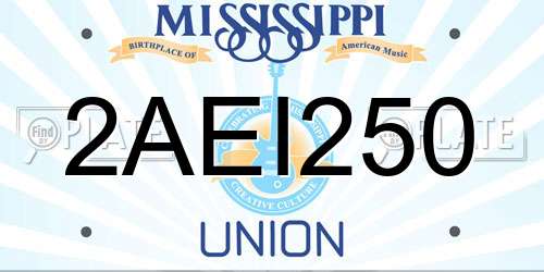 2AEI250 Mississippi License Plate