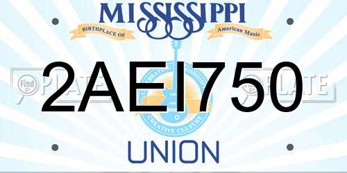 2AEI750 Mississippi License Plate