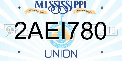 2AEI780 Mississippi License Plate