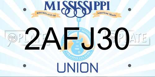 2AFJ30 Mississippi License Plate