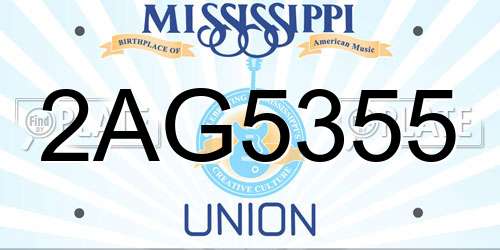 2AG5355 Mississippi License Plate