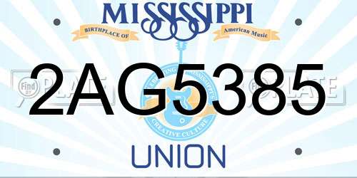 2AG5385 Mississippi License Plate