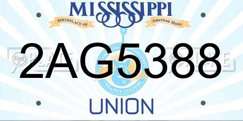2AG5388 Mississippi License Plate