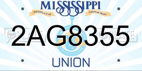 2AG8355 Mississippi License Plate