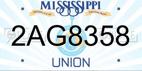 2AG8358 Mississippi License Plate
