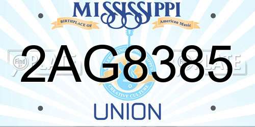 2AG8385 Mississippi License Plate