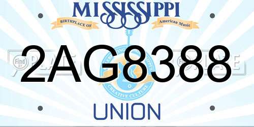 2AG8388 Mississippi License Plate