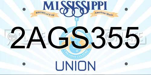 2AGS355 Mississippi License Plate