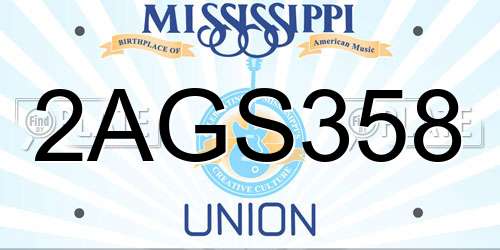 2AGS358 Mississippi License Plate