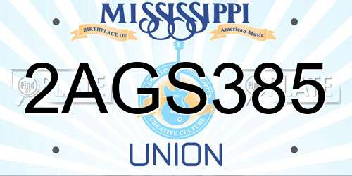 2AGS385 Mississippi License Plate