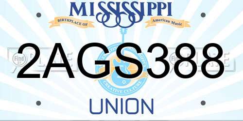 2AGS388 Mississippi License Plate