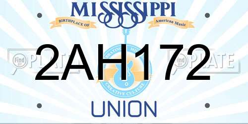 2AH172 Mississippi License Plate