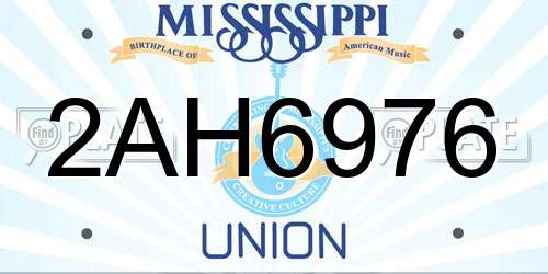 2AH6976 Mississippi License Plate
