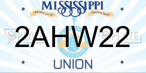2AHW22 Mississippi License Plate