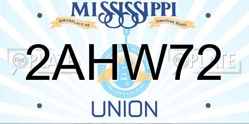 2AHW72 Mississippi License Plate