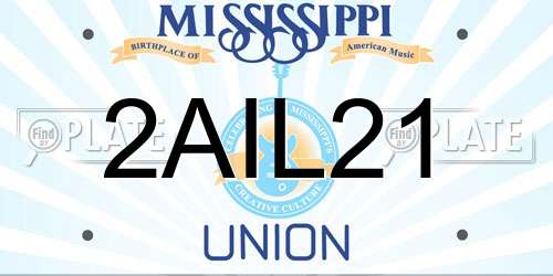 2AIL21 Mississippi License Plate