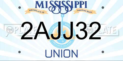 2AJJ32 Mississippi License Plate