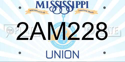 2AM228 Mississippi License Plate