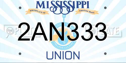 2AN333 Mississippi License Plate