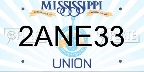 2ANE33 Mississippi License Plate