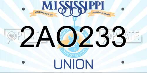 2AO233 Mississippi License Plate