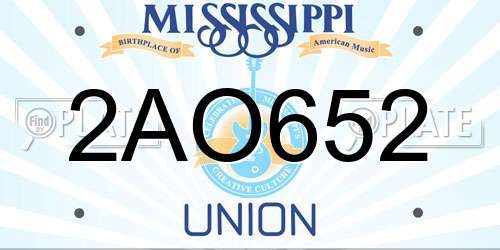 2AO652 Mississippi License Plate