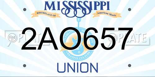 2AO657 Mississippi License Plate