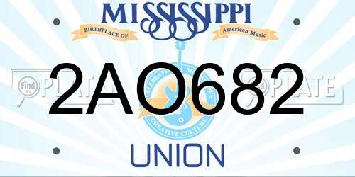 2AO682 Mississippi License Plate