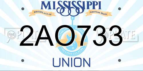 2AO733 Mississippi License Plate