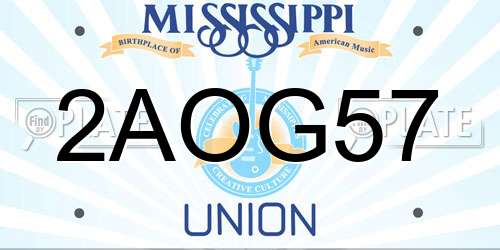 2AOG57 Mississippi License Plate