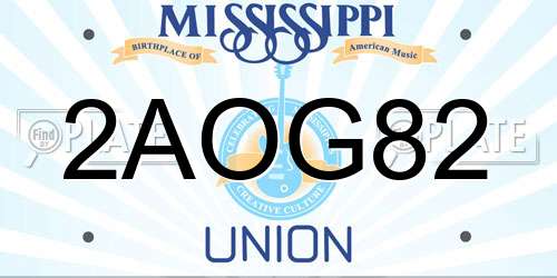 2AOG82 Mississippi License Plate