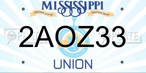 2AOZ33 Mississippi License Plate